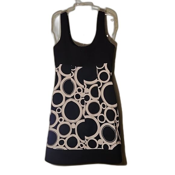 AB Studio Black & White Retro Vibe Dress Womens Size 8 Sleeveless A Line Mod - Picture 2 of 7